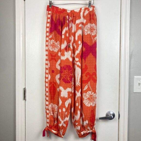 Rachel Zoe NWT Harem Pants Bohemian Boho Hippie Gypsy Wide Leg Oriental Floral M - Picture 1 of 12